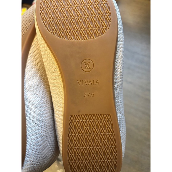 Vivaia Aria Pointed Toe Flats Cream Chevron Size 7 / 37.5 Sustainable Recycled - Picture 8 of 10